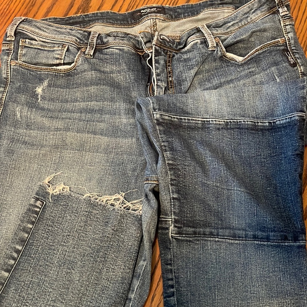 Silver Skinny Ankle Jeans